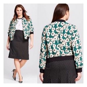 Who What Wear Green Floral Bomber Jacket 3X